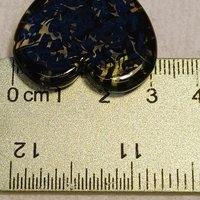 Uranium Vaseline Glass Heart Black Swirl;  Large Heart 1.25" (30mm)  glass with black swirls; plant pick gift pocket heart, curio, wirewrap