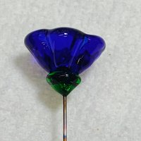 Cobalt blue glass (healing) flower headpins; tiny small mini glass flowers; handcrafted lampwork; jewelry, mixed media, little bouquet gift