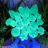 New! SOFT AQUA GLOW uv reactive glass flowers; miniature tiny small glass flowers on wire; handcrafted lampwork; bright aqua glow in 395nm