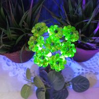 Uranium Glass 4 leaf Clover Shamrock, Luck of the Irish, mixed green handmade lampwork plant pick on 5in wire. Bouquet, Irish gift, 395nm