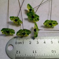 Uranium Glass 4 leaf Clover Shamrock, Luck of the Irish, mixed green handmade lampwork plant pick on 5in wire. Bouquet, Irish gift, 395nm