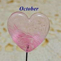 Birthstone Glass Heart Plant Pick for small floral bouquet, 3/4"x5in wire; handcrafted lampwork, gift, curio, windowsill, small vase