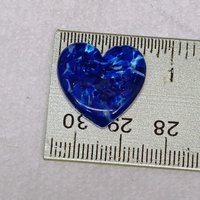 Glass Heart Plant Pick, Dark Blue Mix on clear 5in wire. Use for floral bouquet, wedding, cake decor, plants, jewelry, gifts; handmade 3/4in