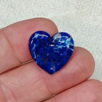 Glass Heart Plant Pick, Dark Blue Mix on clear 5in wire. Use for floral bouquet, wedding, cake decor, plants, jewelry, gifts; handmade 3/4in