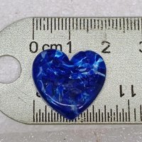 Glass Heart Plant Pick, Dark Blue Mix on clear 5in wire. Use for floral bouquet, wedding, cake decor, plants, jewelry, gifts; handmade 3/4in