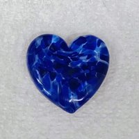 Glass Heart Plant Pick, Dark Blue Mix on clear 5in wire. Use for floral bouquet, wedding, cake decor, plants, jewelry, gifts; handmade 3/4in