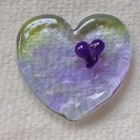 Wispy Uranium Lavender Heart UV Glow! Uranium Large Heart 1.25" (30mm) lavender with uranium swirls; pocket heart, perfect Valentine's gift