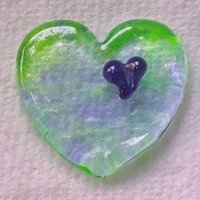 Wispy Uranium Lavender Heart UV Glow! Uranium Large Heart 1.25" (30mm) lavender with uranium swirls; pocket heart, perfect Valentine's gift