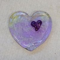 Wispy Uranium Lavender Heart UV Glow! Uranium Large Heart 1.25" (30mm) lavender with uranium swirls; pocket heart, perfect Valentine's gift