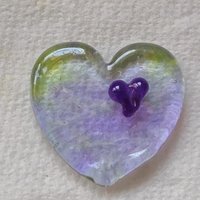 Wispy Uranium Lavender Heart UV Glow! Uranium Large Heart 1.25" (30mm) lavender with uranium swirls; pocket heart, perfect Valentine's gift