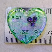 Wispy Uranium Lavender Heart UV Glow! Uranium Large Heart 1.25" (30mm) lavender with uranium swirls; pocket heart, perfect Valentine's gift