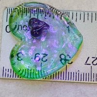 Wispy Uranium Lavender Heart UV Glow! Uranium Large Heart 1.25" (30mm) lavender with uranium swirls; pocket heart, perfect Valentine's gift