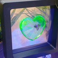 Wispy Uranium Lavender Heart UV Glow! Uranium Large Heart 1.25" (30mm) lavender with uranium swirls; pocket heart, perfect Valentine's gift