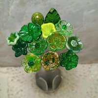 IRISH CELTIC Bouquet ~ glass flower bouquet, tiny small miniature glass flowers; individually crafted lampwork, irish gift, greenspace curio
