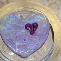 Wispy Uranium Lavender Heart UV Glow! Uranium Large Heart 1.25" (30mm) lavender with uranium swirls; pocket heart, perfect Valentine's gift