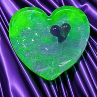 Wispy Uranium Lavender Heart UV Glow! Uranium Large Heart 1.25" (30mm) lavender with uranium swirls; pocket heart, perfect Valentine's gift