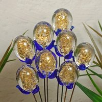 GOLD GLITTER ORB - Glass Drop Orb: glass with gold glitter inside each unique;  handmade lampwork, jewelry, mix media, plant pick, wedding