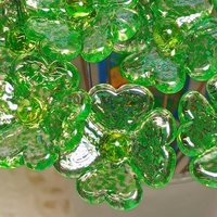 Uranium Glass 4 leaf Clover Shamrock, Luck of the Irish, green sprinkle frit; lampwork plant pick on 5in wire. Bouquet, Irish gift, 395nm