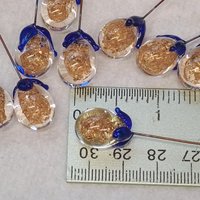 GOLD GLITTER ORB - Glass Drop Orb: glass with gold glitter inside each unique;  handmade lampwork, jewelry, mix media, plant pick, wedding