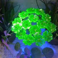 Uranium Glass 4 leaf Clover Shamrock, Luck of the Irish, green sprinkle frit; lampwork plant pick on 5in wire. Bouquet, Irish gift, 395nm