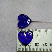 Cobalt Blue Glass Heart Plant Pick: heart on 5in wire. Use for floral bouquet, cake, plants, jewelry, gifts; each unique Measures 3/4in