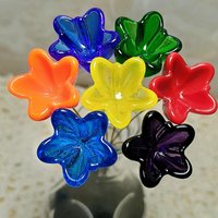 NEW Larger 20mm size! Large glass Starflower on 5in wire. Use in floral bouquet, plant pick, jewelry, gift, wedding, mixed media, plant pick