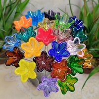 NEW Larger 20mm size! Large glass Starflower on 5in wire. Use in floral bouquet, plant pick, jewelry, gift, wedding, mixed media, plant pick