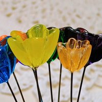 NEW Larger 20mm size! Large glass Starflower on 5in wire. Use in floral bouquet, plant pick, jewelry, gift, wedding, mixed media, plant pick