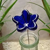 NEW Larger 20mm size! Large glass Starflower on 5in wire. Use in floral bouquet, plant pick, jewelry, gift, wedding, mixed media, plant pick