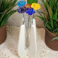Elegant Modern Test Tube Flower Holder, propogation stand, small flower vase, glass water tube, 3D print, minimalist environmental friendly