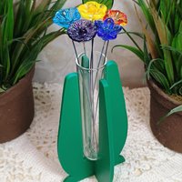 Elegant Modern Test Tube Flower Holder, propogation stand, small flower vase, glass water tube, 3D print, minimalist environmental friendly