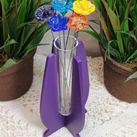 Elegant Modern Test Tube Flower Holder, propogation stand, small flower vase, glass water tube, 3D print, minimalist environmental friendly