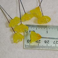 Bright Yellow Glass Flowers: Lampwork headpins yellow and clear wispy; Jewelry Making, wedding decor, place settings, each handcrafted by me