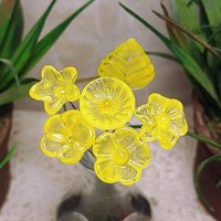 Bright Yellow Glass Flowers: Lampwork headpins yellow and clear wispy; Jewelry Making, wedding decor, place settings, each handcrafted by me