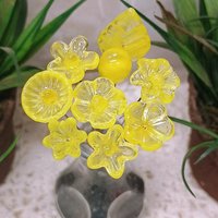 Bright Yellow Glass Flowers: Lampwork headpins yellow and clear wispy; Jewelry Making, wedding decor, place settings, each handcrafted by me