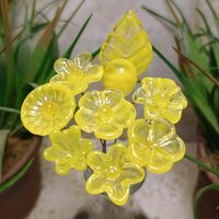 Bright Yellow Glass Flowers: Lampwork headpins yellow and clear wispy; Jewelry Making, wedding decor, place settings, each handcrafted by me