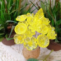 Bright Yellow Glass Flowers: Lampwork headpins yellow and clear wispy; Jewelry Making, wedding decor, place settings, each handcrafted by me