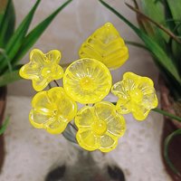 Bright Yellow Glass Flowers: Lampwork headpins yellow and clear wispy; Jewelry Making, wedding decor, place settings, each handcrafted by me