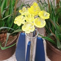 Bright Yellow Glass Flowers: Lampwork headpins yellow and clear wispy; Jewelry Making, wedding decor, place settings, each handcrafted by me