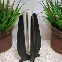 Wooden Elegant Modern Water Test Tube Flower Holder, propagation stand, small flower vase, glass water tube, minimalist wood