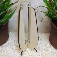 Wooden Elegant Modern Water Test Tube Flower Holder, propagation stand, small flower vase, glass water tube, minimalist wood
