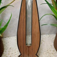 Wooden Elegant Modern Water Test Tube Flower Holder, propagation stand, small flower vase, glass water tube, minimalist wood