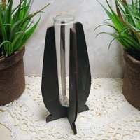 Wooden Elegant Modern Water Test Tube Flower Holder, propagation stand, small flower vase, glass water tube, minimalist wood