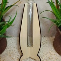 Wooden Elegant Modern Water Test Tube Flower Holder, propagation stand, small flower vase, glass water tube, minimalist wood