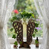Wooden Butterfly Wings Test Tube Flower Holder, propagation stand, small flower vase, glass water tube, gift for garden and plant lover