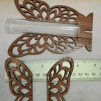 Wooden Butterfly Wings Test Tube Flower Holder, propagation stand, small flower vase, glass water tube, gift for garden and plant lover