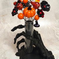 Skeleton hand glass tube holder or small bud vase, Halloween glass test tube flower holder, propagation stand, Gothic drink holder