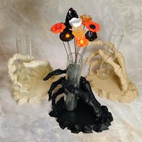 Skeleton hand glass tube holder or small bud vase, Halloween glass test tube flower holder, propagation stand, Gothic drink holder
