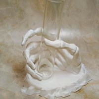 Skeleton hand glass tube holder or small bud vase, Halloween glass test tube flower holder, propagation stand, Gothic drink holder