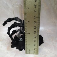 Skeleton hand glass tube holder or small bud vase, Halloween glass test tube flower holder, propagation stand, Gothic drink holder